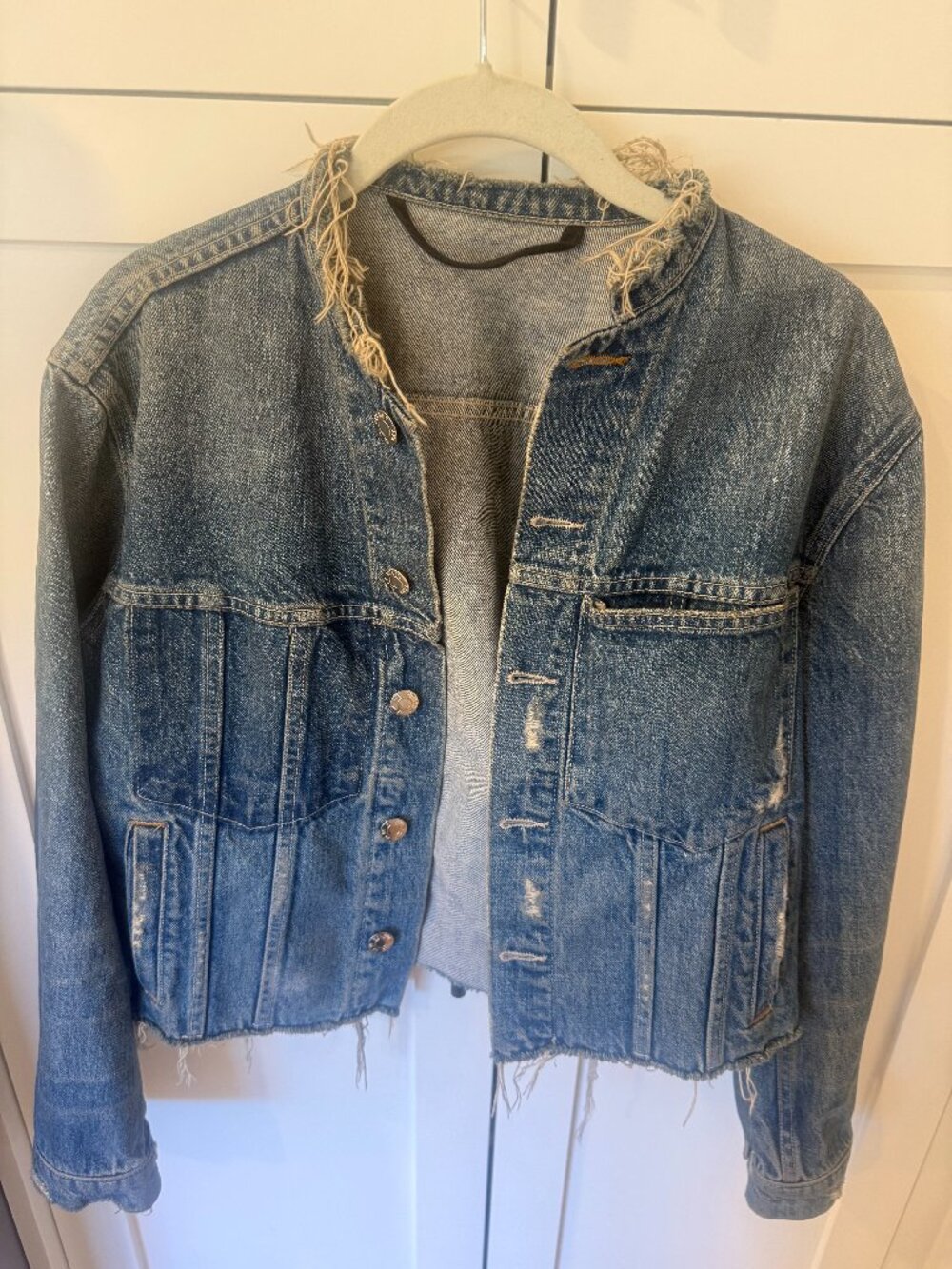 Helmut Lang Raw  Hem and Collar Jean Jacket